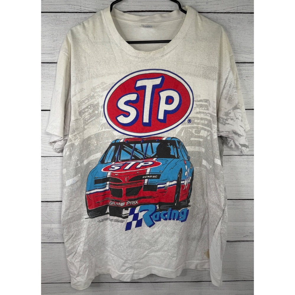 Vintage STP Racing AOP Graphic T Shirt 90s Large